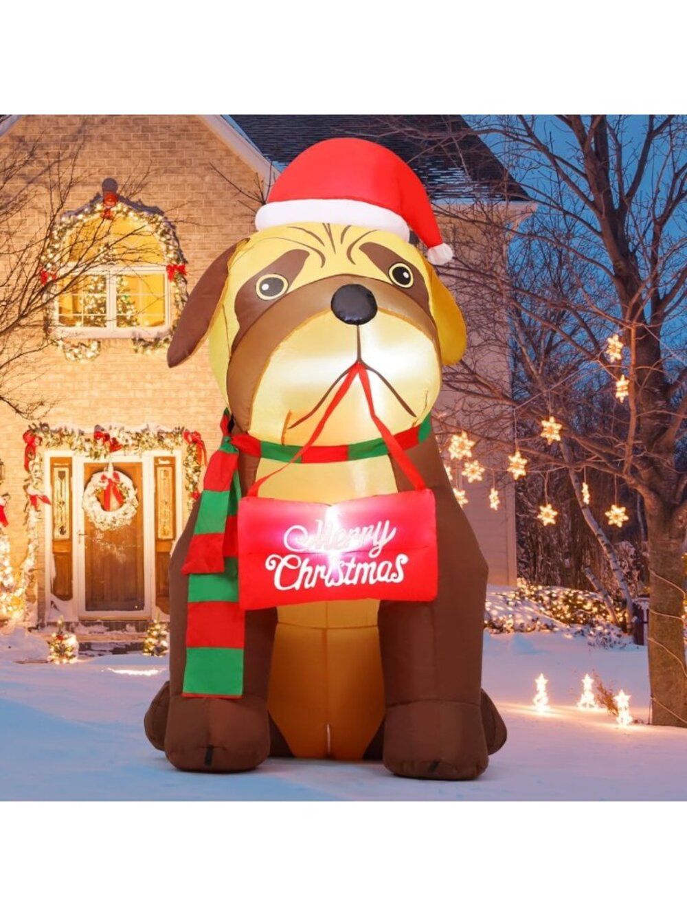 Cute Dog Christmas Inflatable 5FT - LED Outdoor Yard Decor for Holiday Cheer